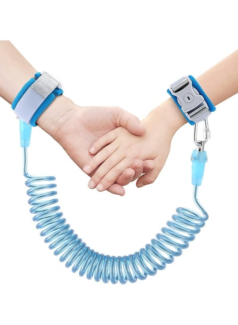حزام أمان للأطفال الصغار مع حبل للمشي، وصلة معصم مضادة للضياع، حزام أمان للأطفال مع قفل مفتاح، حبل أمان للمعصم للأطفال الرضع من الجنسين بطول 5 أقدام (أزرق) - Image 1