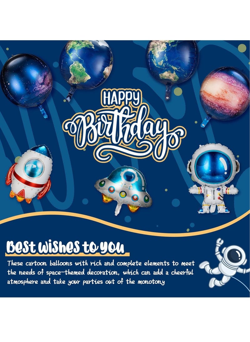 Galaxy Space Balloons, 7 Pcs Large Outer Space Cartoon Balloons, Inflatable Rocket Astronaut Earth Spaceship Foil Planet Balloons, Space Party Supplies for Birthday Party Baby Shower - Image 4