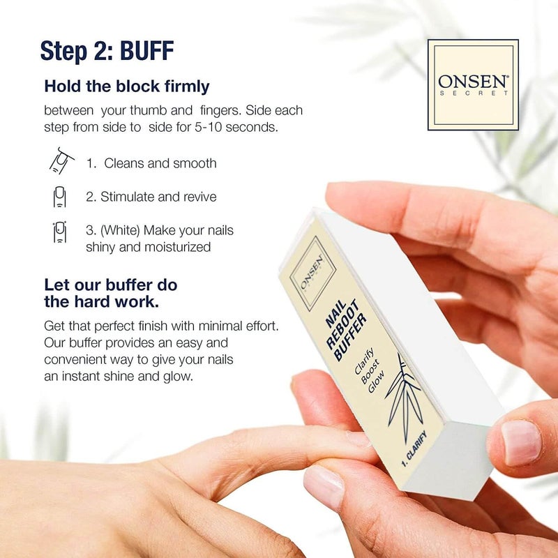 Onsen Secret Nail Care Kit - w/Cuticle Care Serum, Japanese Nail Buffer and Shine Kit - Strengthening & Shining - Spa-Quality Manicure - Organic Ingredients - Long-Lasting Shine - Easy & Safe - 1pk - Image 5