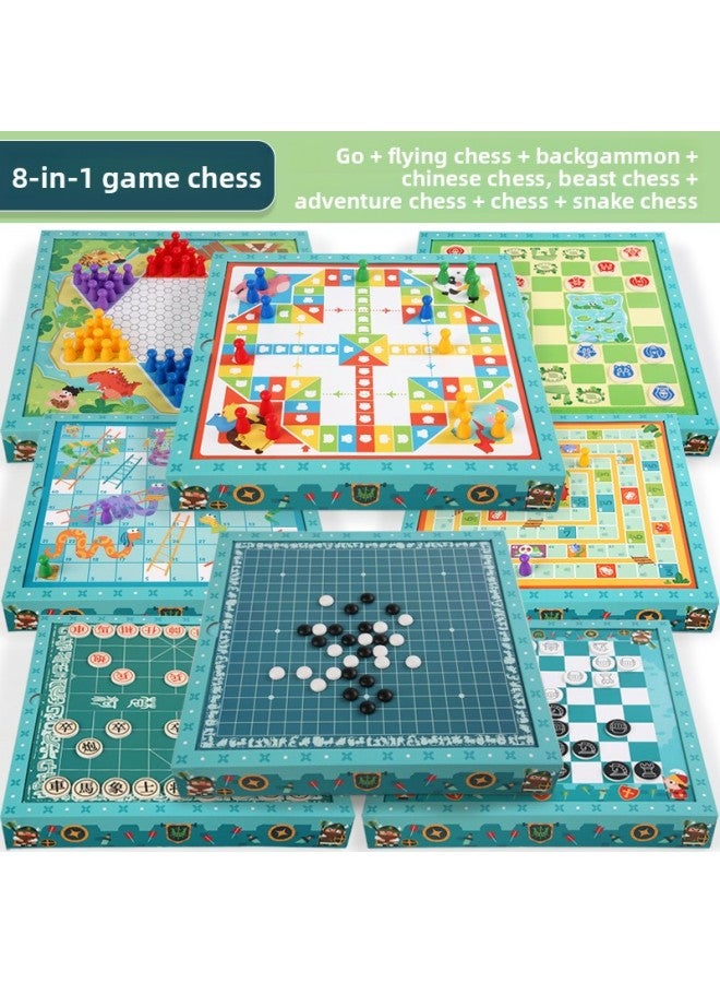 All-in-One Checkers Flying Chess Gobang Colosseum Chess Game Multifunction Chess Children Student Educational Wooden Toys