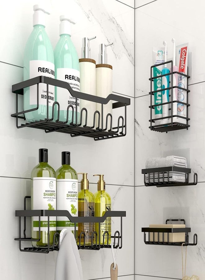 Wishbone Shower Caddy 5-Pcs | Rustproof Stainless Steel Adhesive Shower Organizer, Large Capacity Bathroom Shelves, No Drilling Wall-Mounted Shower Rack for Toiletries and Accessories - Image 1