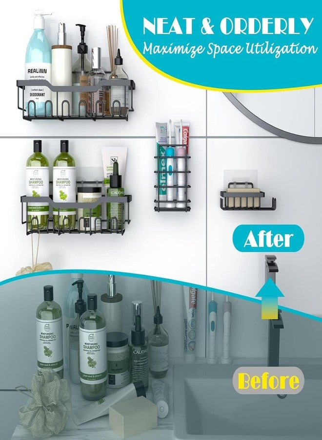 Wishbone Shower Caddy 5-Pcs | Rustproof Stainless Steel Adhesive Shower Organizer, Large Capacity Bathroom Shelves, No Drilling Wall-Mounted Shower Rack for Toiletries and Accessories - Image 4