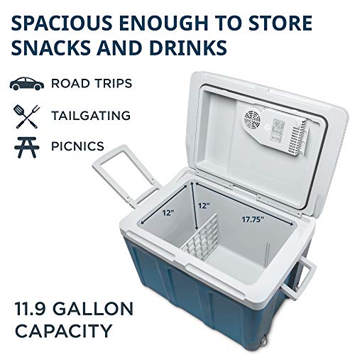Ivation Electric Cooler & Warmer with Wheels & Handle |48 Quart (45 L) Portable Thermoelectric Fridge For vehicles & Trucks| 110V AC Home Power Cord & 12V Car Adapter for Camping, Travel & Picnics - Image 2