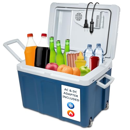 Ivation Electric Cooler & Warmer with Wheels & Handle |48 Quart (45 L) Portable Thermoelectric Fridge For vehicles & Trucks| 110V AC Home Power Cord & 12V Car Adapter for Camping, Travel & Picnics - Image 1