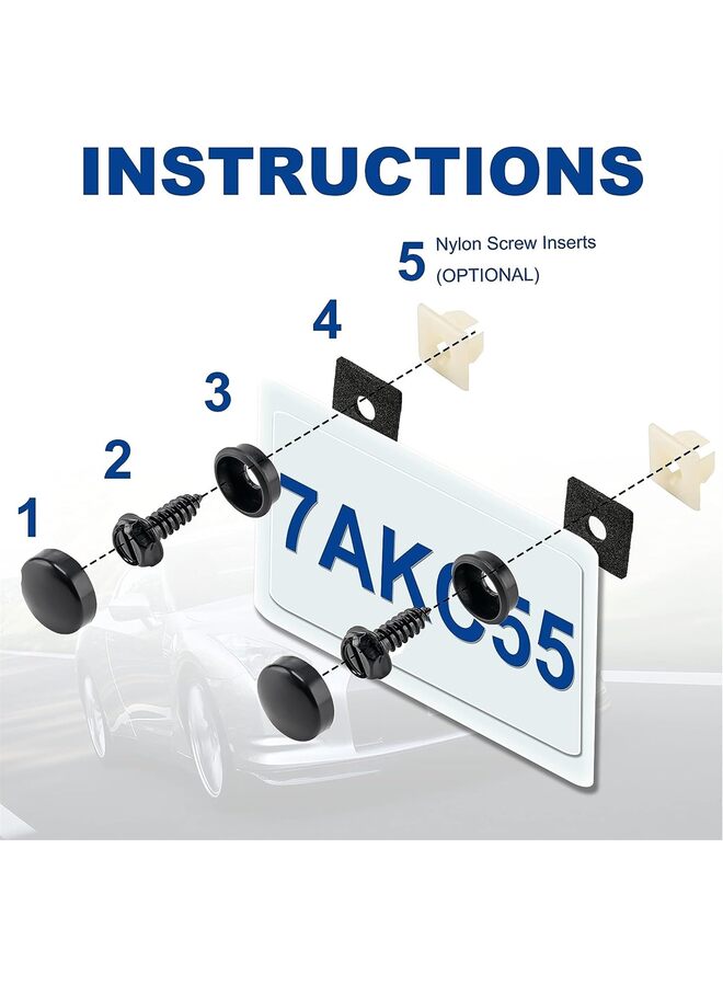 THE WHITE SHOP 8 Sets License Plate Screw Kit, Stainless Non Theft License Plate Screws, Non-Rattle & Rust-Proof License Plate Bolts for Securing License Plates Frames or Covers on Cars, Trucks - Image 4