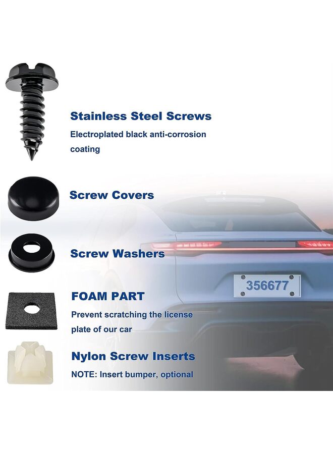 THE WHITE SHOP 8 Sets License Plate Screw Kit, Stainless Non Theft License Plate Screws, Non-Rattle & Rust-Proof License Plate Bolts for Securing License Plates Frames or Covers on Cars, Trucks - Image 2
