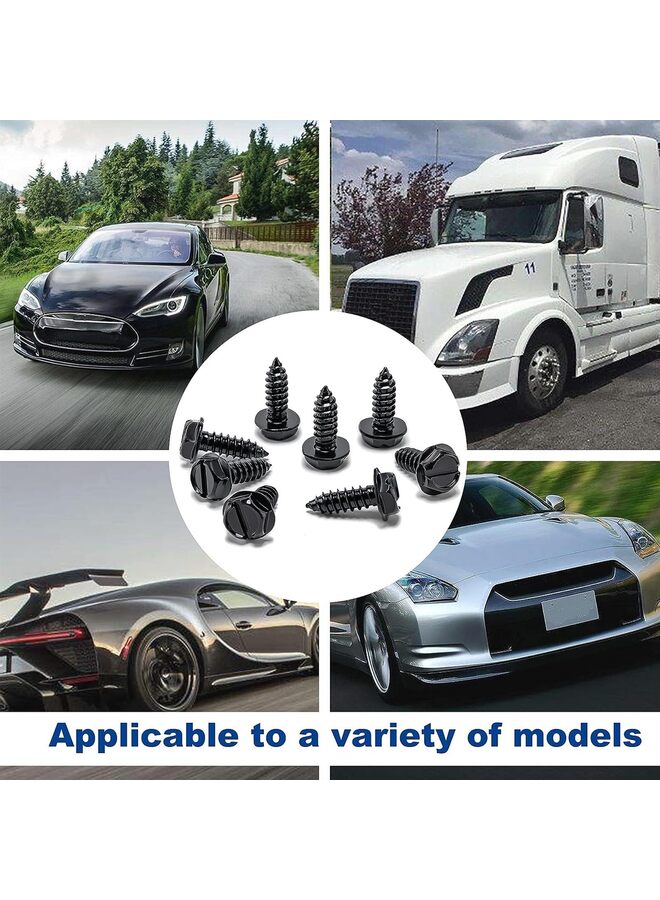 THE WHITE SHOP 8 Sets License Plate Screw Kit, Stainless Non Theft License Plate Screws, Non-Rattle & Rust-Proof License Plate Bolts for Securing License Plates Frames or Covers on Cars, Trucks - Image 1