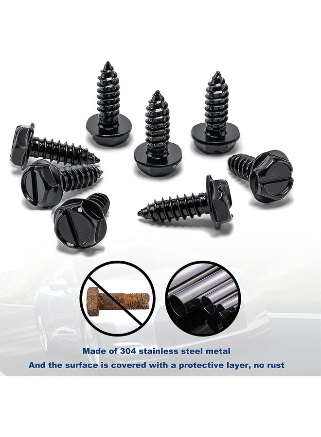 THE WHITE SHOP 8 Sets License Plate Screw Kit, Stainless Non Theft License Plate Screws, Non-Rattle & Rust-Proof License Plate Bolts for Securing License Plates Frames or Covers on Cars, Trucks - Image 3