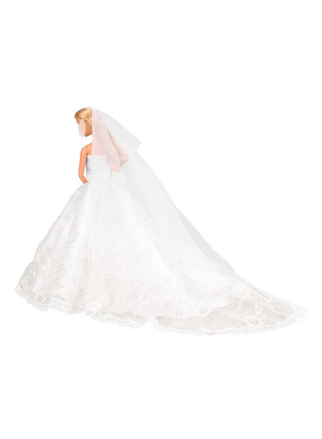 باروا فستان زفاف مع حجاب أبيض للأميرات، ملابس حفلات مسائية، مجموعة ملابس مناسبة لدمية مقاس 11.5 بوصة - Image 1