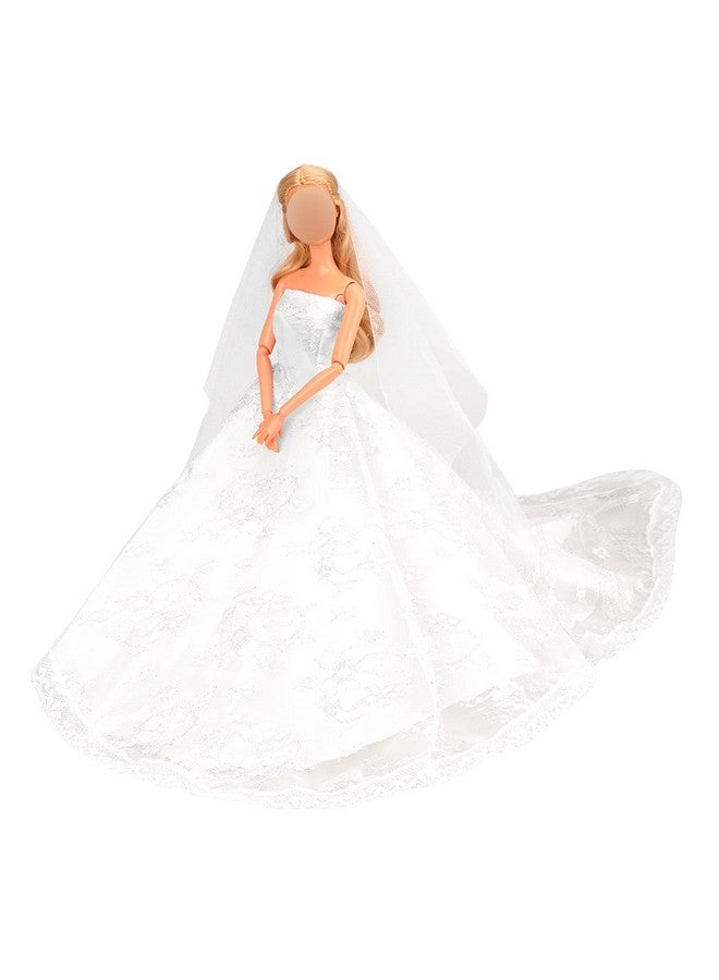 باروا فستان زفاف مع حجاب أبيض للأميرات، ملابس حفلات مسائية، مجموعة ملابس مناسبة لدمية مقاس 11.5 بوصة - Image 5