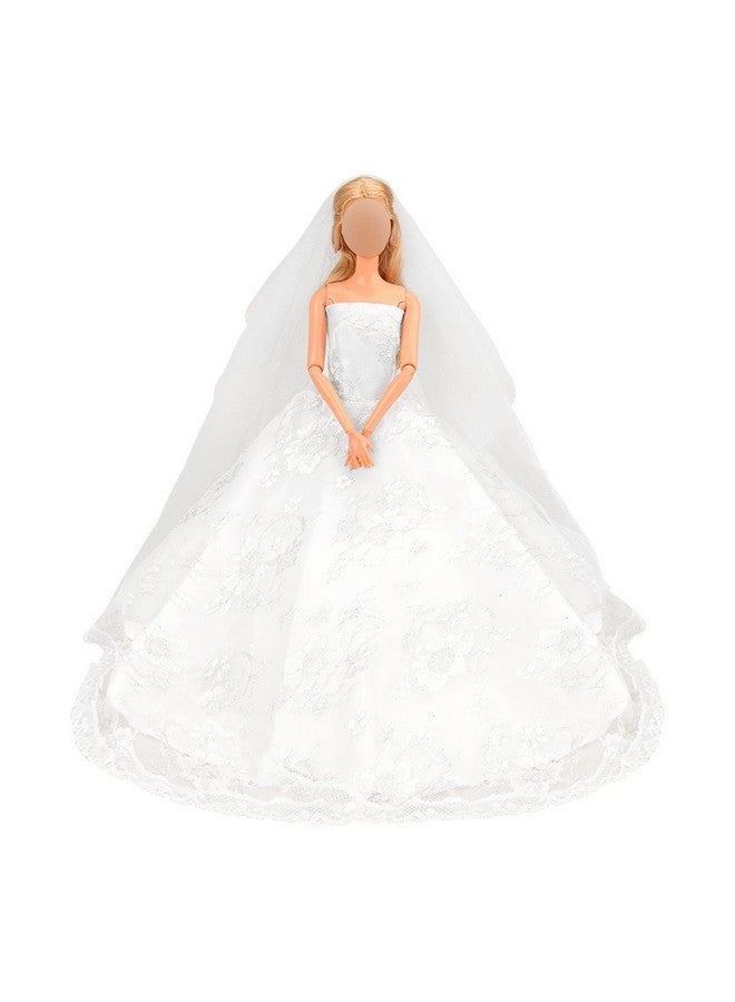 باروا فستان زفاف مع حجاب أبيض للأميرات، ملابس حفلات مسائية، مجموعة ملابس مناسبة لدمية مقاس 11.5 بوصة - Image 4