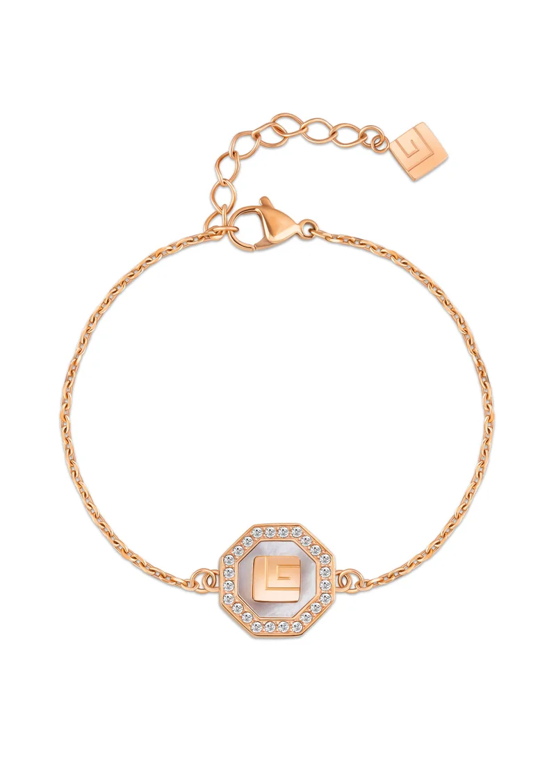 غاي لاروش Ambre Rose-Gold Plated Bracelet With Mother Of Pearl And Crystrals
