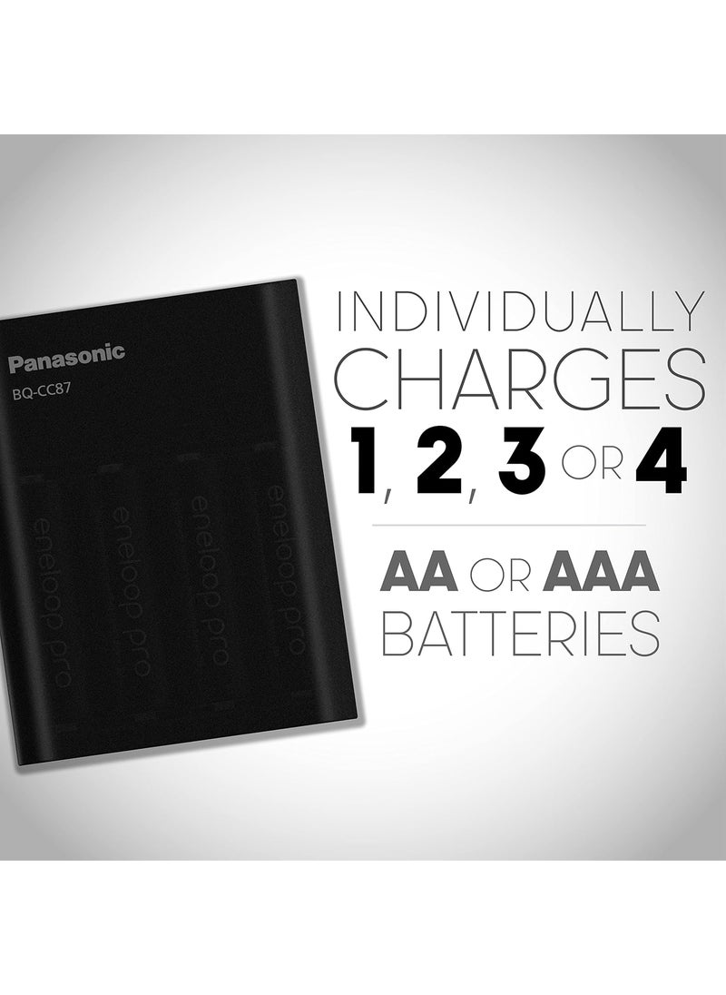 eneloop Panasonic BQCC87AKBBA eneloop pro Advanced Individual Battery Charger with Portable Charging Technology Black  - Image 2