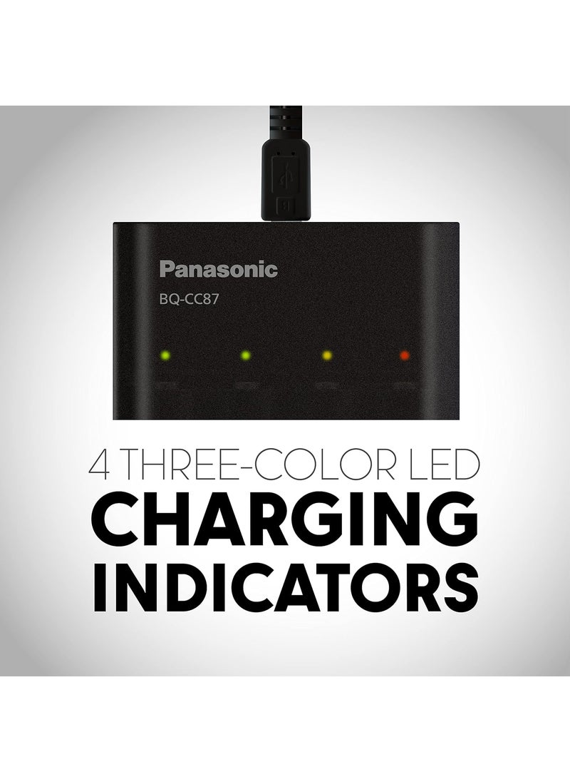 eneloop Panasonic BQCC87AKBBA eneloop pro Advanced Individual Battery Charger with Portable Charging Technology Black  - Image 4