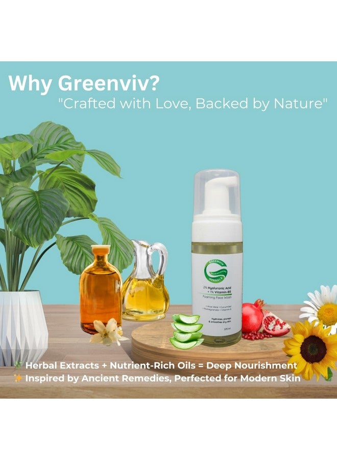 Greenviv 2% Hyaluronic Acid + 1% Vitamin B5 Intense Hydrating Foaming Face Wash | Deeply Hydrates, Plumps & Smoothens Dry Skin | 125ml - Image 4
