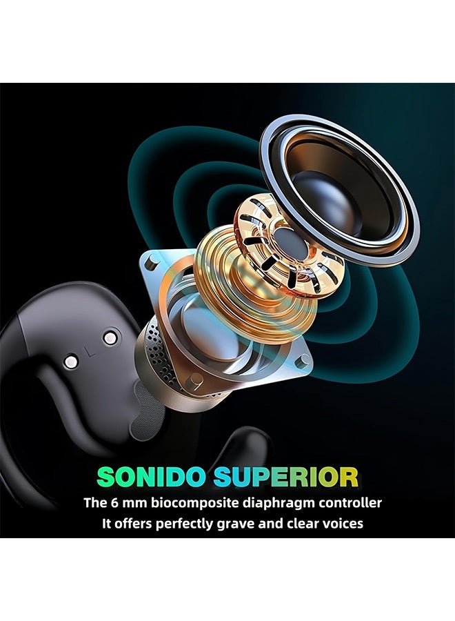 Gecomo Wireless Bluetooth Earphones, Portable AI Translator Headphones, Bluetooth 5.4 Wireless Sports Headphones for Running Walking Workout (Black) - Image 2