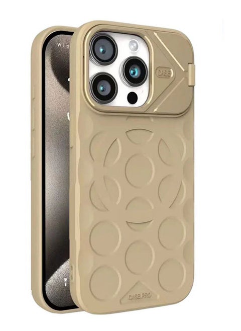 Iphone 15 Pro Max Silicone TPU Case with Fashion and Unique Design,  Invisible Stand, Support Magnetic Charging, Compatible with Iphone 15 Pro Max - Gold
