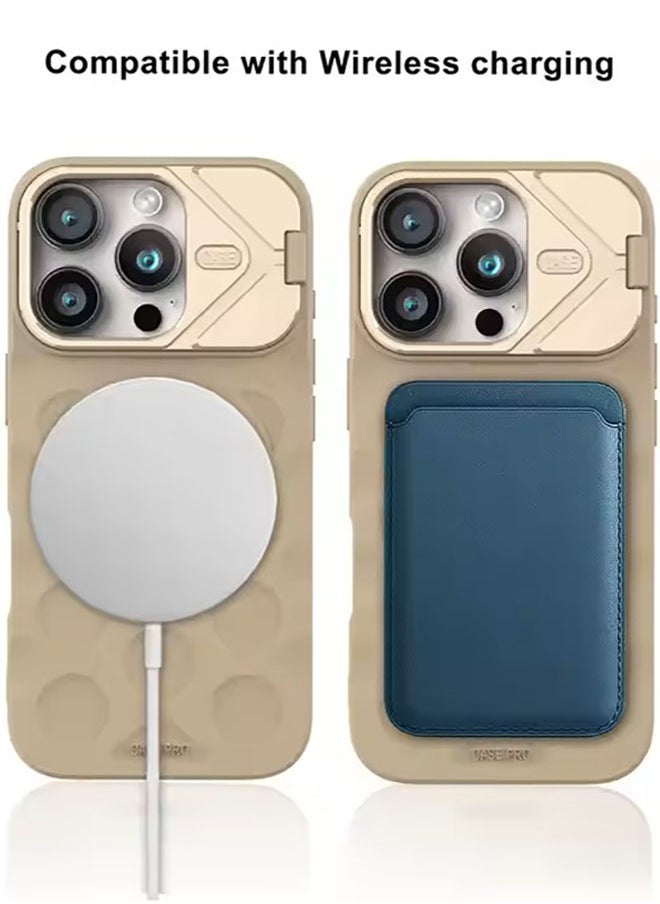 Iphone 15 Pro Max Silicone TPU Case with Fashion and Unique Design,  Invisible Stand, Support Magnetic Charging, Compatible with Iphone 15 Pro Max - Gold