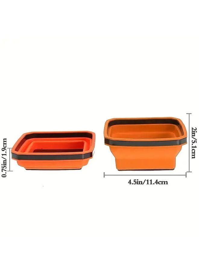 Heavy Duty Magnetic Parts Tray Collapsible Tool Organizer Non Slip Base Orange - Image 1