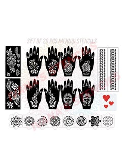 ivana's Set Of 20 Pcs Combo Pack, Reusable Mehandi Design Sticker Stencils For Both Hand | Henna For Hand | Quick And Easy To Use, For Girls, Women, Kids & Teen, D-2105  - Image 1
