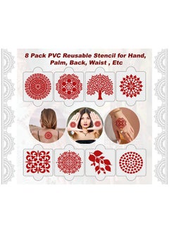 ivana's Set Of 20 Pcs Combo Pack, Reusable Mehandi Design Sticker Stencils For Both Hand | Henna For Hand | Quick And Easy To Use, For Girls, Women, Kids & Teen, D-2105  - Image 3