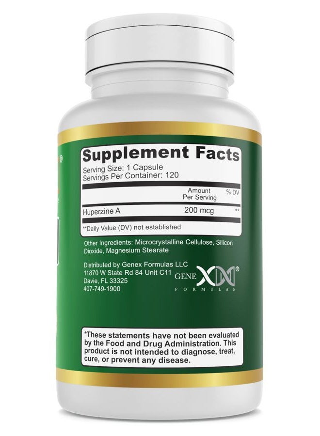 Genex Formulas Huperzine A 200mcg (120 Capsules) | Nootropic Supports Memory, Focus, and Cognitive Health - Non-GMO, Gluten Free, Vegetarian - Image 3