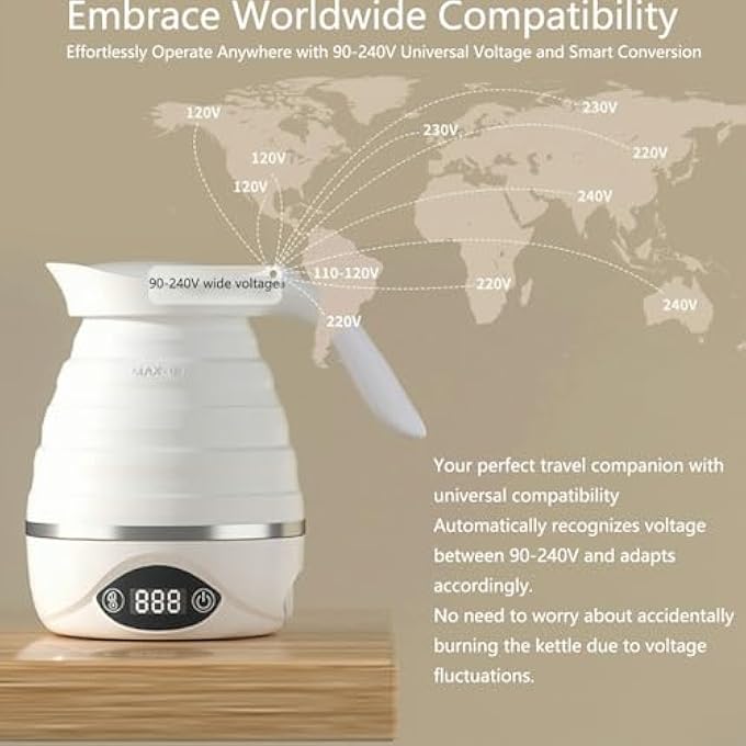 Funito Collapsible Travel Kettle Electric Portable Foldable Kettle For Boiling Water Suitable For 110V  220V Dual Voltage For Tea  Coffee 850W Small Mini BpaFree Silicone - Image 4