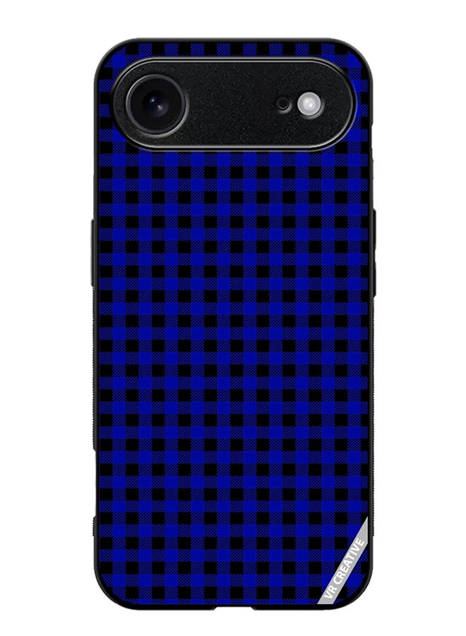Protective Case Cover For Apple iPhone 17 Air Blue And Black Buffalo Plaid Texture Checkered Seamless Pattern Design Multicolour
