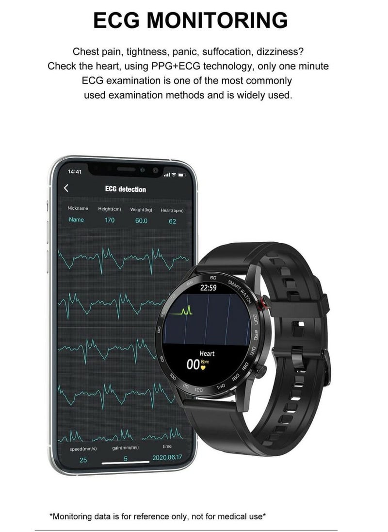 Generic - DT95 Business Style 1.3inch Smart Watch Full Touch Screen Heart Rate Bluetooth Call - Black - Image 1