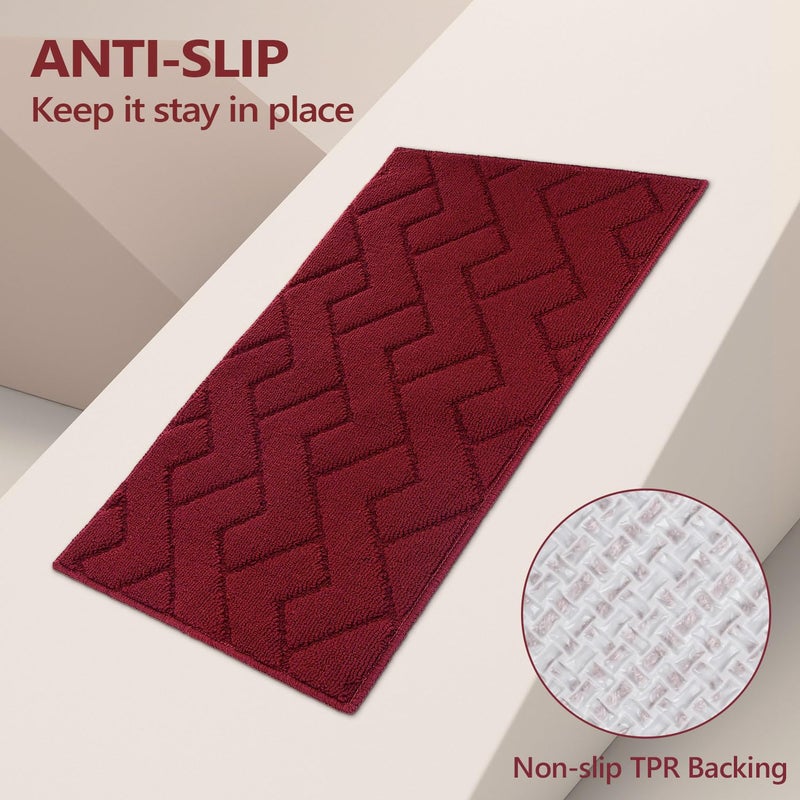 hicorfe Kitchen Rugs and Mats Sets,2 Pieces Super Absorbent Polypropylene Non-Slip Rug,Soft Comfort Floor Mat,Machine Wash for Kitchen,Hallway,Office,Sink,Laundry(20" x 32"+20" x 48",Red - Image 4