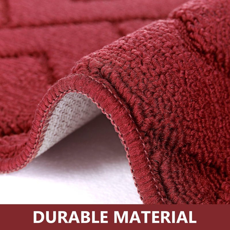 hicorfe Kitchen Rugs and Mats Sets,2 Pieces Super Absorbent Polypropylene Non-Slip Rug,Soft Comfort Floor Mat,Machine Wash for Kitchen,Hallway,Office,Sink,Laundry(20" x 32"+20" x 48",Red - Image 5