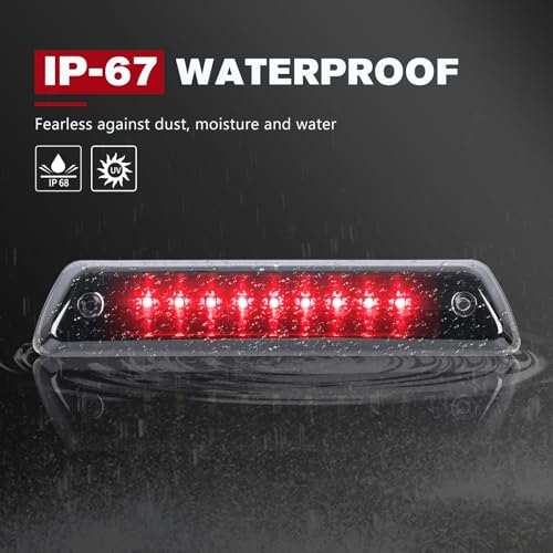 FIERYRED Third Brake Light/Reverse Light Smoked Compatible with 2009-2014 Ford F150 Light,Rear Cab Light,3rd lights Power Saving IP67 Waterproof - Image 2