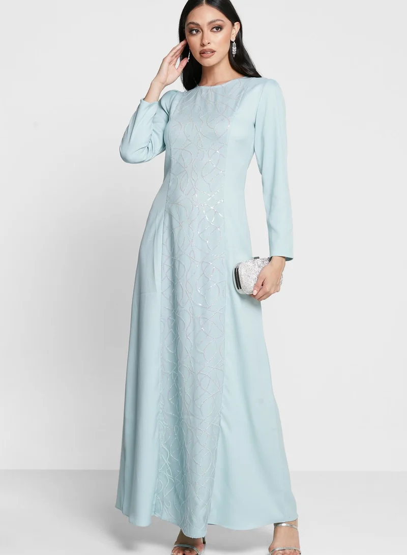 Khizana Embellished Front Panel Fit & Flare Dress