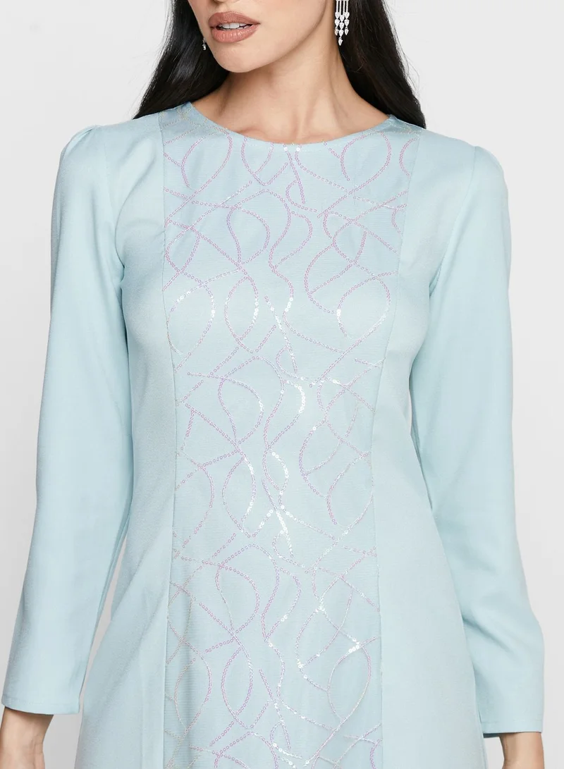 Khizana Embellished Front Panel Fit & Flare Dress