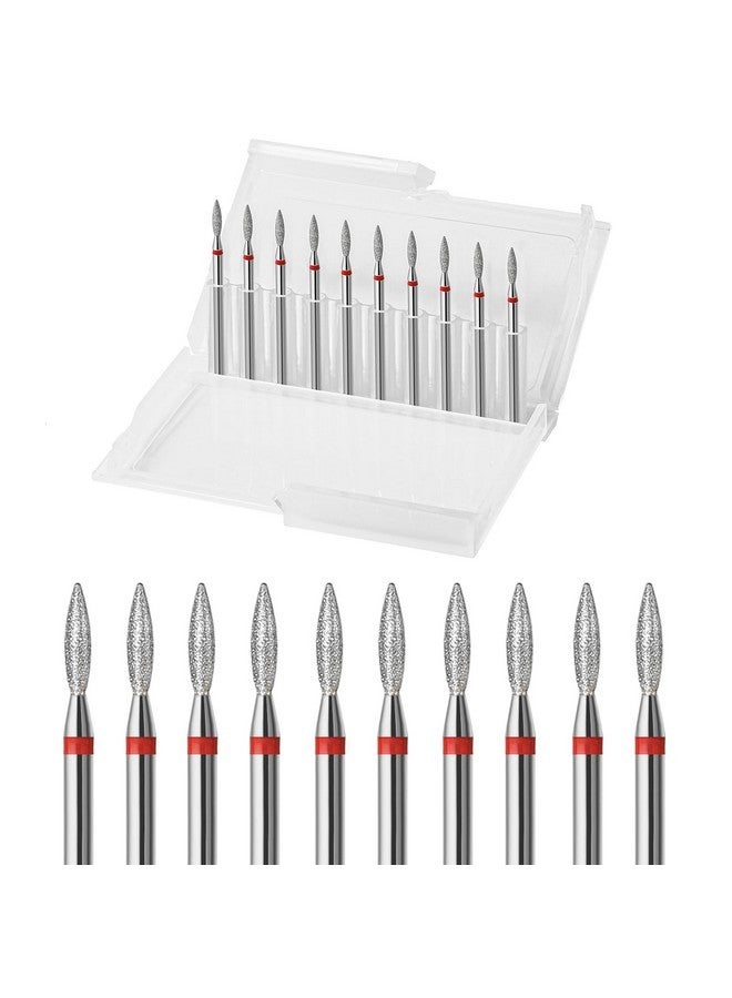 ERUIKA 10Pcs Diamond Flame Cuticle Drill Bits Set, Professional Cuticle Nail Drill Bits For Dead Skin 3/32'' Nails Dry Manicure Pedicure Shape Remove Nail Salon Tools(Fine-F) - Image 1