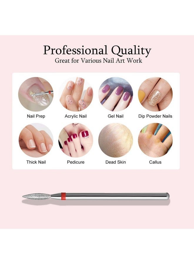 ERUIKA 10Pcs Diamond Flame Cuticle Drill Bits Set, Professional Cuticle Nail Drill Bits For Dead Skin 3/32'' Nails Dry Manicure Pedicure Shape Remove Nail Salon Tools(Fine-F) - Image 4