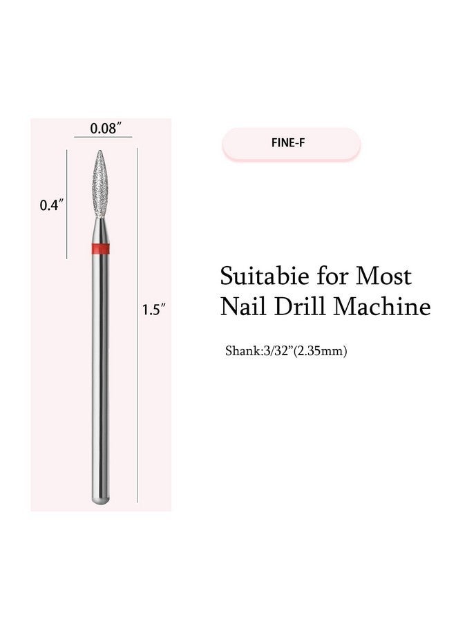 ERUIKA 10Pcs Diamond Flame Cuticle Drill Bits Set, Professional Cuticle Nail Drill Bits For Dead Skin 3/32'' Nails Dry Manicure Pedicure Shape Remove Nail Salon Tools(Fine-F) - Image 2