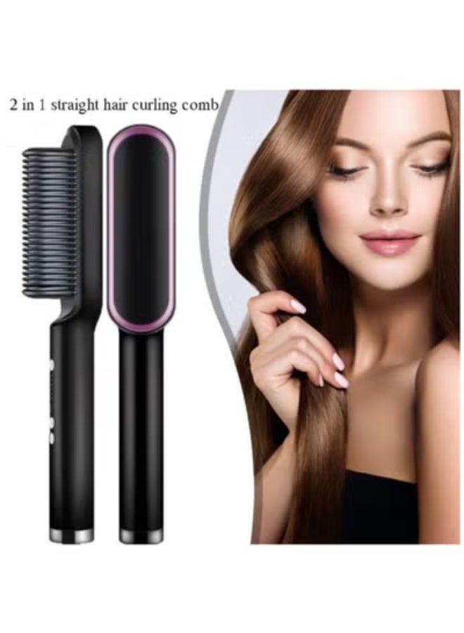 AROAQ Electric Ceramic Hair Straightener Comb for Women and Men Hair Styler with 5 Temperature Heating Control BlackElectric Ceramic Hair Straightener Comb for Women and Men Hair Styler with 5 Temperature Heating Control Black - Image 2