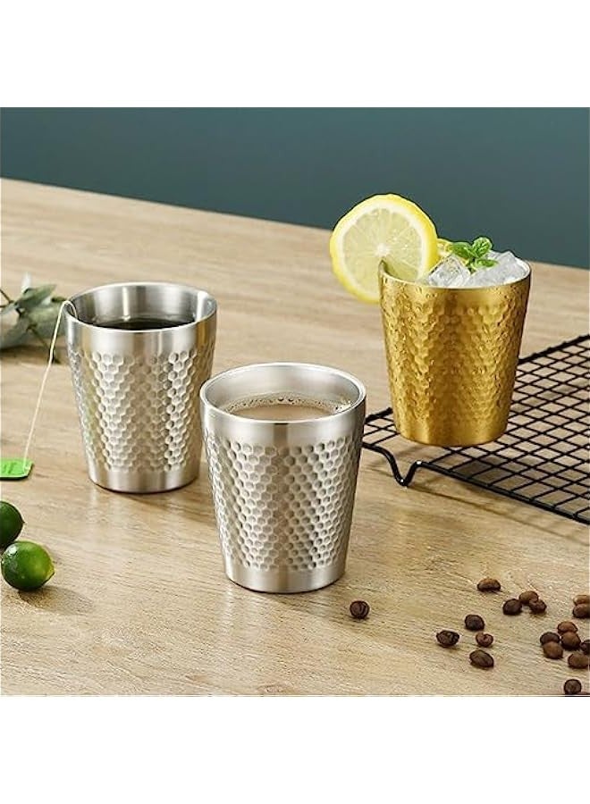 Beauenty 2 Set Stainless Steel Coffee Cup Double Wall Diamond Hammer Pattern for Camp Cup Picnic Cup (A-300-2set) - Image 2