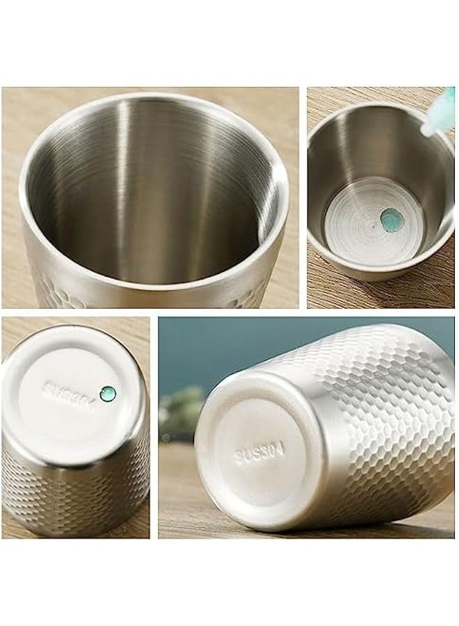 Beauenty 2 Set Stainless Steel Coffee Cup Double Wall Diamond Hammer Pattern for Camp Cup Picnic Cup (A-300-2set) - Image 3