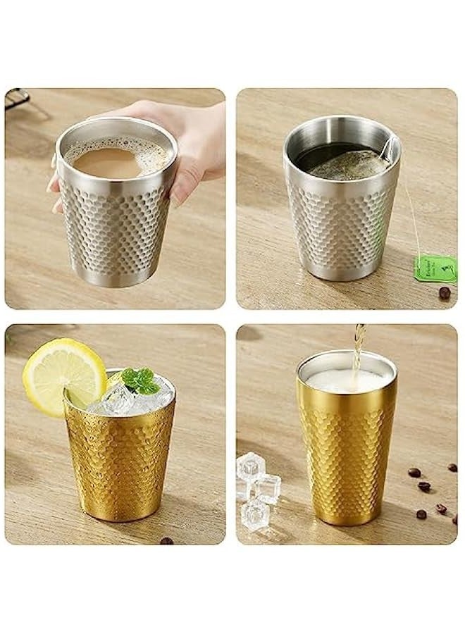 Beauenty 2 Set Stainless Steel Coffee Cup Double Wall Diamond Hammer Pattern for Camp Cup Picnic Cup (A-300-2set) - Image 4