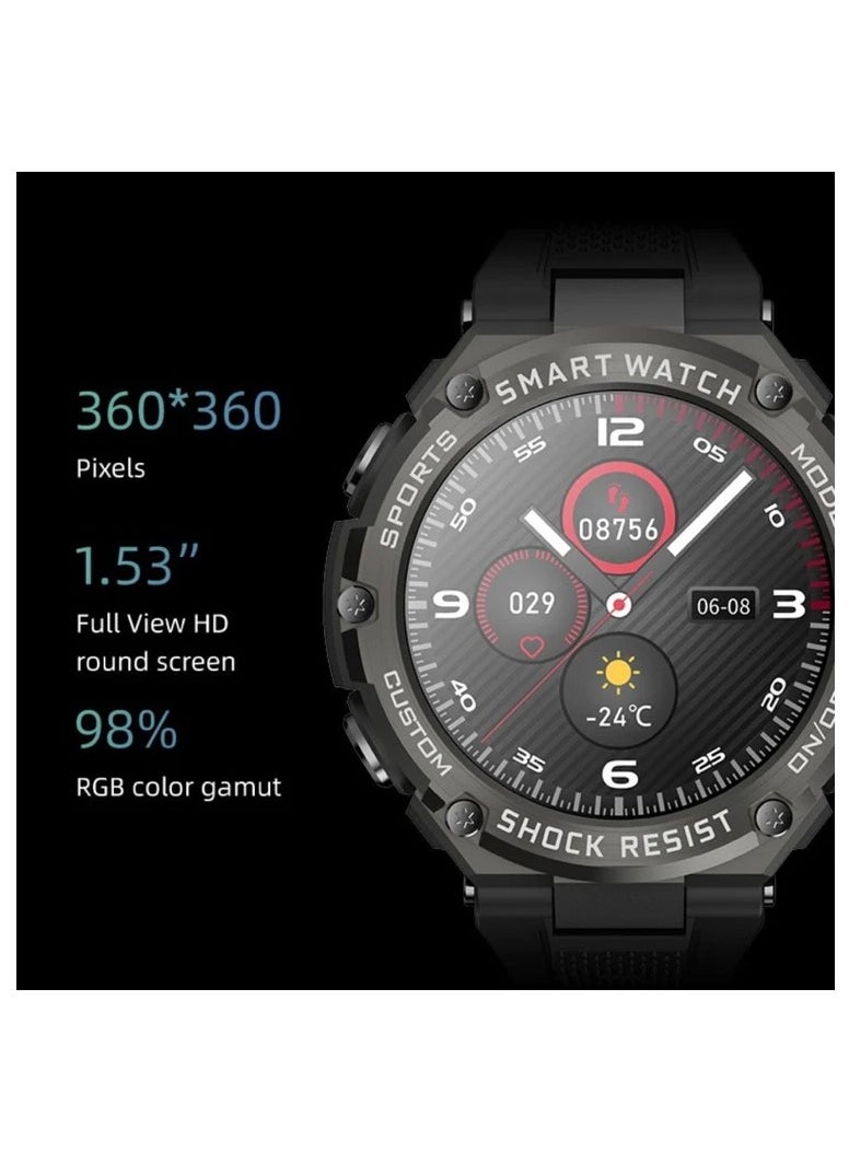 TELUX POWERFIT Smart Calling Watch with 1.53” FHD Display & 15 Days Battery Life - Y2682 Black