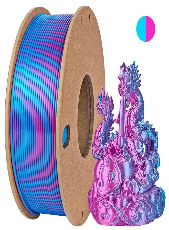 3Dgenius Silk Dual Color PLA Filament 1.75mm, 2-in-1 Coextruded Shiny Multicolor 3D Printer Filament, 250g(0.55lbs) Spool, Silk Rose Red/Sky Blue, Clog-Free & Bubble-Free for FDM 3D Printers - Image 1