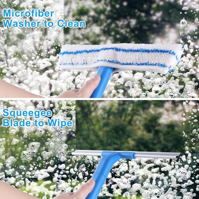 Mitclear Window Cleaner with Long Handle (57IN) - Glass Cleaning Kit with Silicone Squeegee & Microfiber Scrubber - Image 2