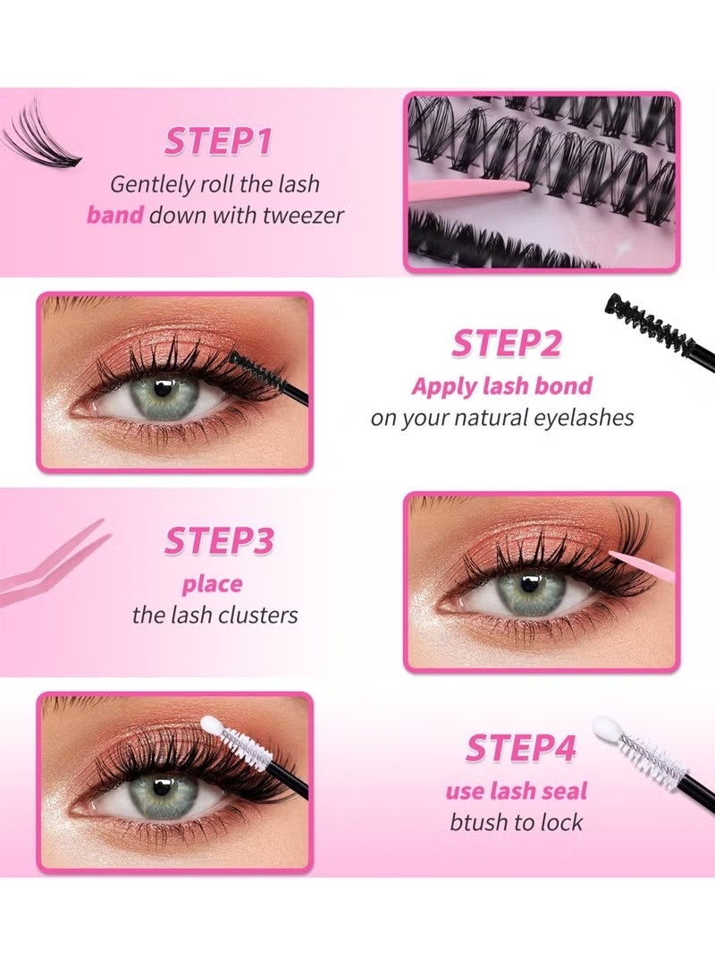 أوشن 4 أنماط مجموعة إطالة الرموش DIY 640 مجموعة، رموش فردية مختلطة 9-16 مم، مجموعة رموش طبيعية منحنية، رموش زائفة مقطعة، رموش سميكة - Image 3