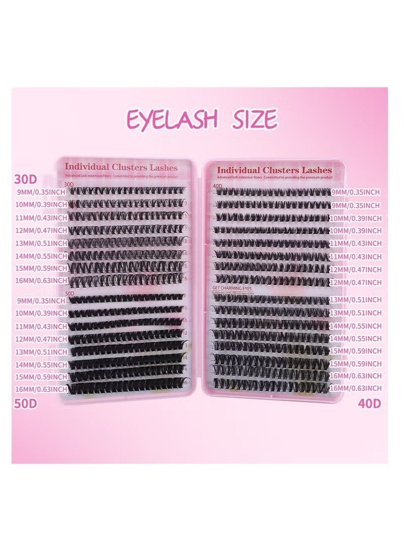 أوشن 4 أنماط مجموعة إطالة الرموش DIY 640 مجموعة، رموش فردية مختلطة 9-16 مم، مجموعة رموش طبيعية منحنية، رموش زائفة مقطعة، رموش سميكة - Image 5