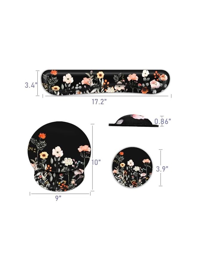 AMGREEN - Azonee Mouse Pad with Wrist Rest and Keyboard Wrist Rest Set, Memory Foam Wrist Rest for Computer Keyboard, Easy Typing, Pain Relief, Mouse Pad Wrist Support for Gaming,Office, Laptop, Garden Flower - Image 1