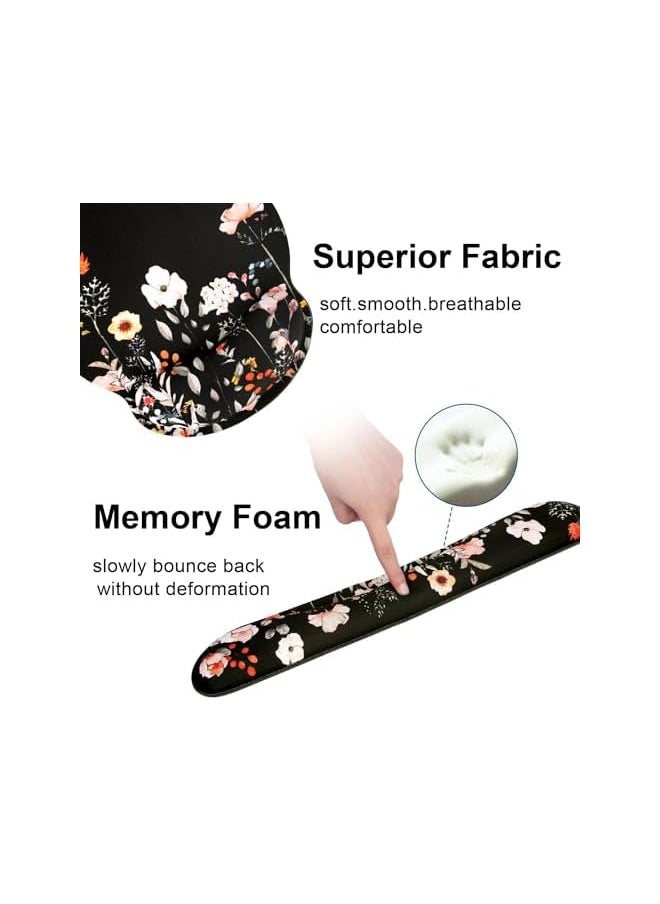 AMGREEN - Azonee Mouse Pad with Wrist Rest and Keyboard Wrist Rest Set, Memory Foam Wrist Rest for Computer Keyboard, Easy Typing, Pain Relief, Mouse Pad Wrist Support for Gaming,Office, Laptop, Garden Flower - Image 1