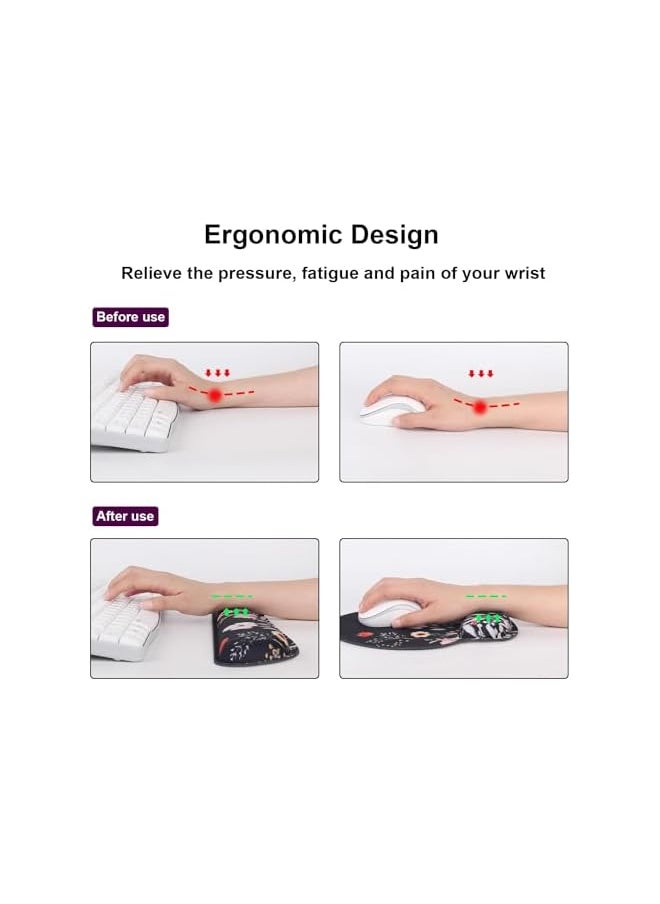 AMGREEN - Azonee Mouse Pad with Wrist Rest and Keyboard Wrist Rest Set, Memory Foam Wrist Rest for Computer Keyboard, Easy Typing, Pain Relief, Mouse Pad Wrist Support for Gaming,Office, Laptop, Garden Flower - Image 1