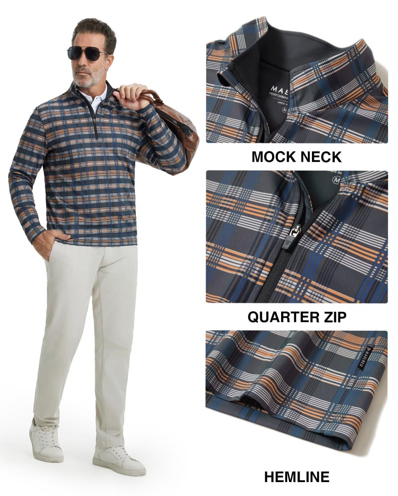 M MAELREG Mens Pullover Quarter Zip Golf Sport Casual Long Sleeve Fishing Half Zip Pullover Sweatshirts for Men - Image 3